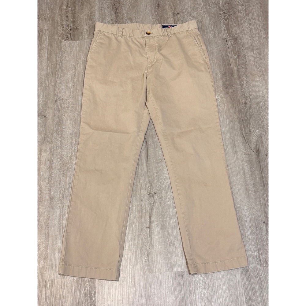 Vineyard Vines Breaker Pant Mens 33x30 Khaki Tan Chino Straight Leg Stretch